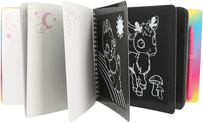 Depesche 12426 Ylvi Magic Book with 20 Pages Fantastic Motifs Booklet with Colourful Gradient and Scratch Pen, Multicoloured