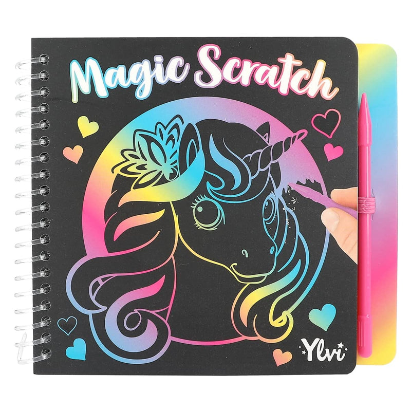 Depesche 12426 Ylvi Magic Book with 20 Pages Fantastic Motifs Booklet with Colourful Gradient and Scratch Pen, Multicoloured
