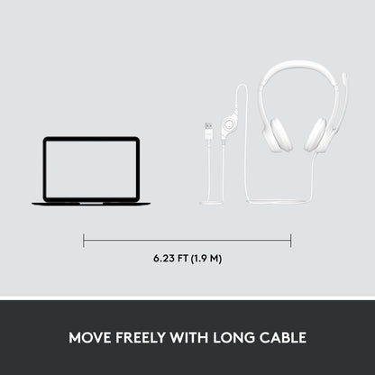 Logitech H390 Wired Headset for PC/Laptop, Stereo Headphones with Noise Cancelling Microphone, USB-A, In-Line Controls, Works with Chromebook - Off