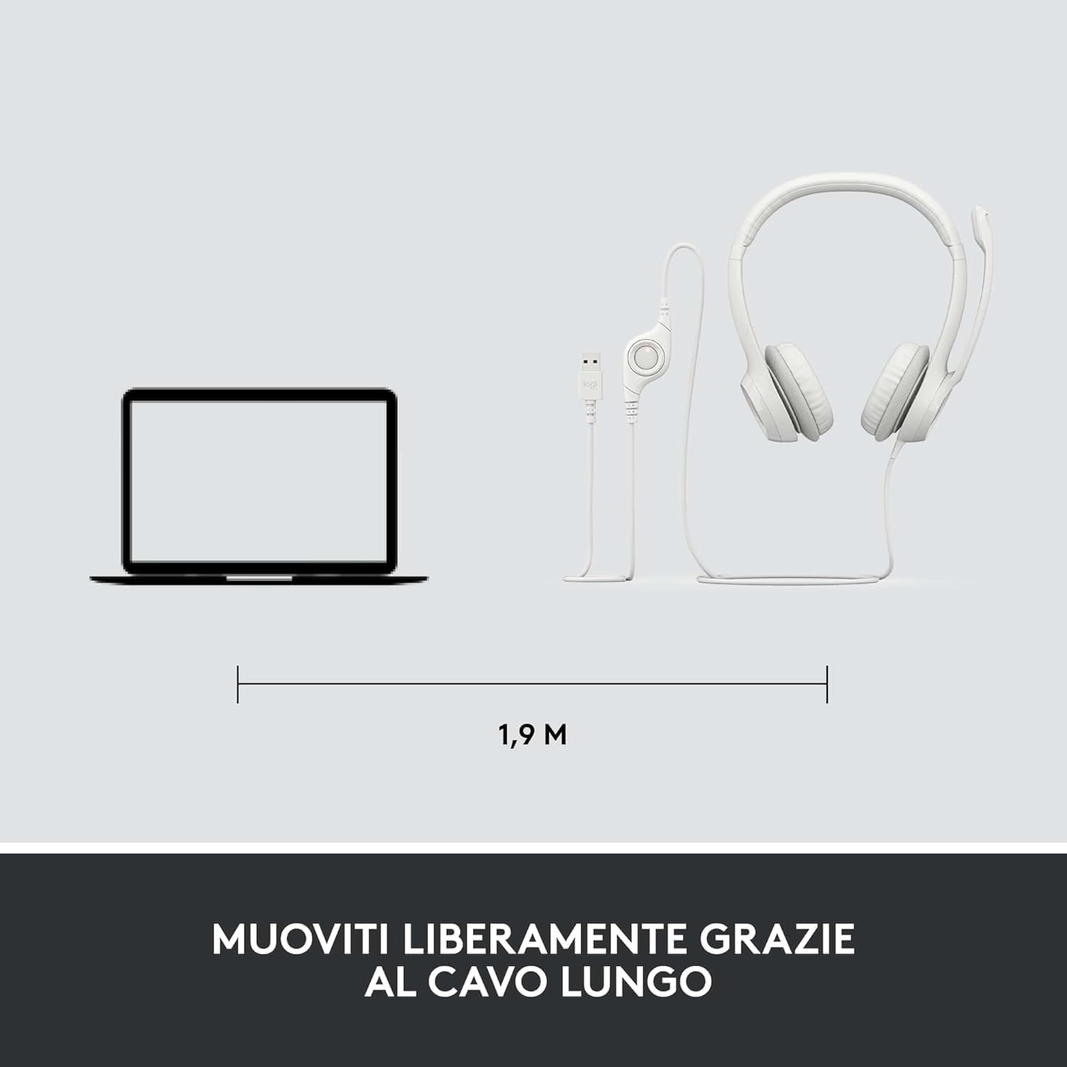 Logitech H390 Wired Headset for PC/Laptop, Stereo Headphones with Noise Cancelling Microphone, USB-A, In-Line Controls, Works with Chromebook - Off