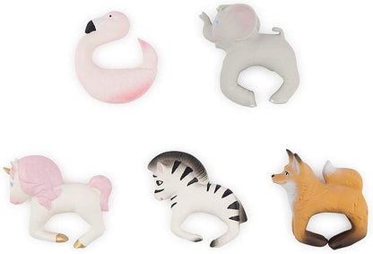Oli & Carol - Natural Rubber Baby Teether, Sky The Flamingo, 8 cm