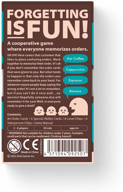 Oink Games "Order Overload • Cafe Memory Game • Funny Adults & Kids Games For 2-6 Players • Party and Travel Games • 6 Year Olds + (English