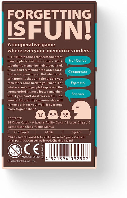 Oink Games "Order Overload • Cafe Memory Game • Funny Adults & Kids Games For 2-6 Players • Party and Travel Games • 6 Year Olds + (English