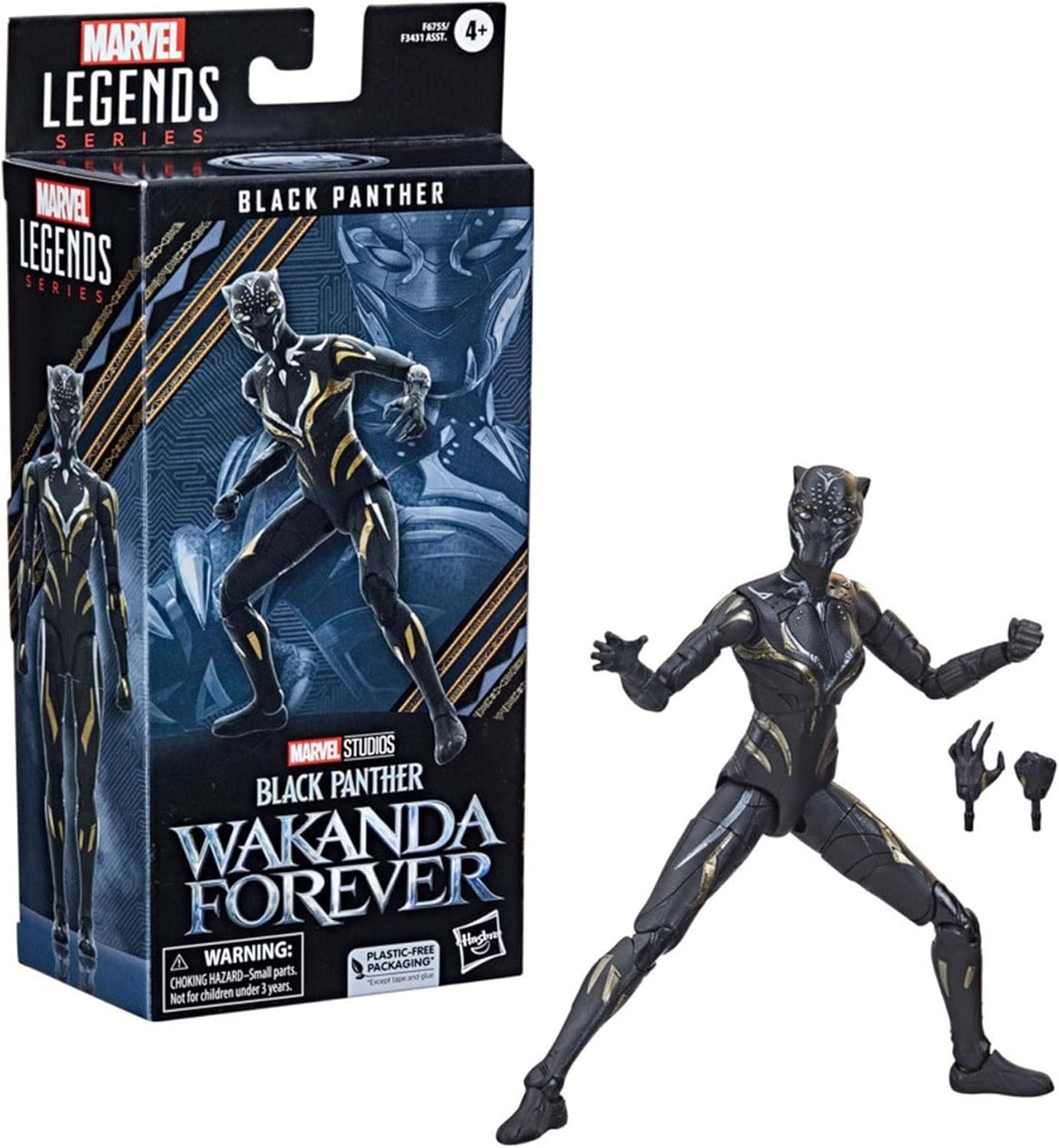 Marvel Legends Series Black Panther Wakanda Forever 6-inch Black Panther Figure with 2 Accessories 6 inch (Pack of 1)