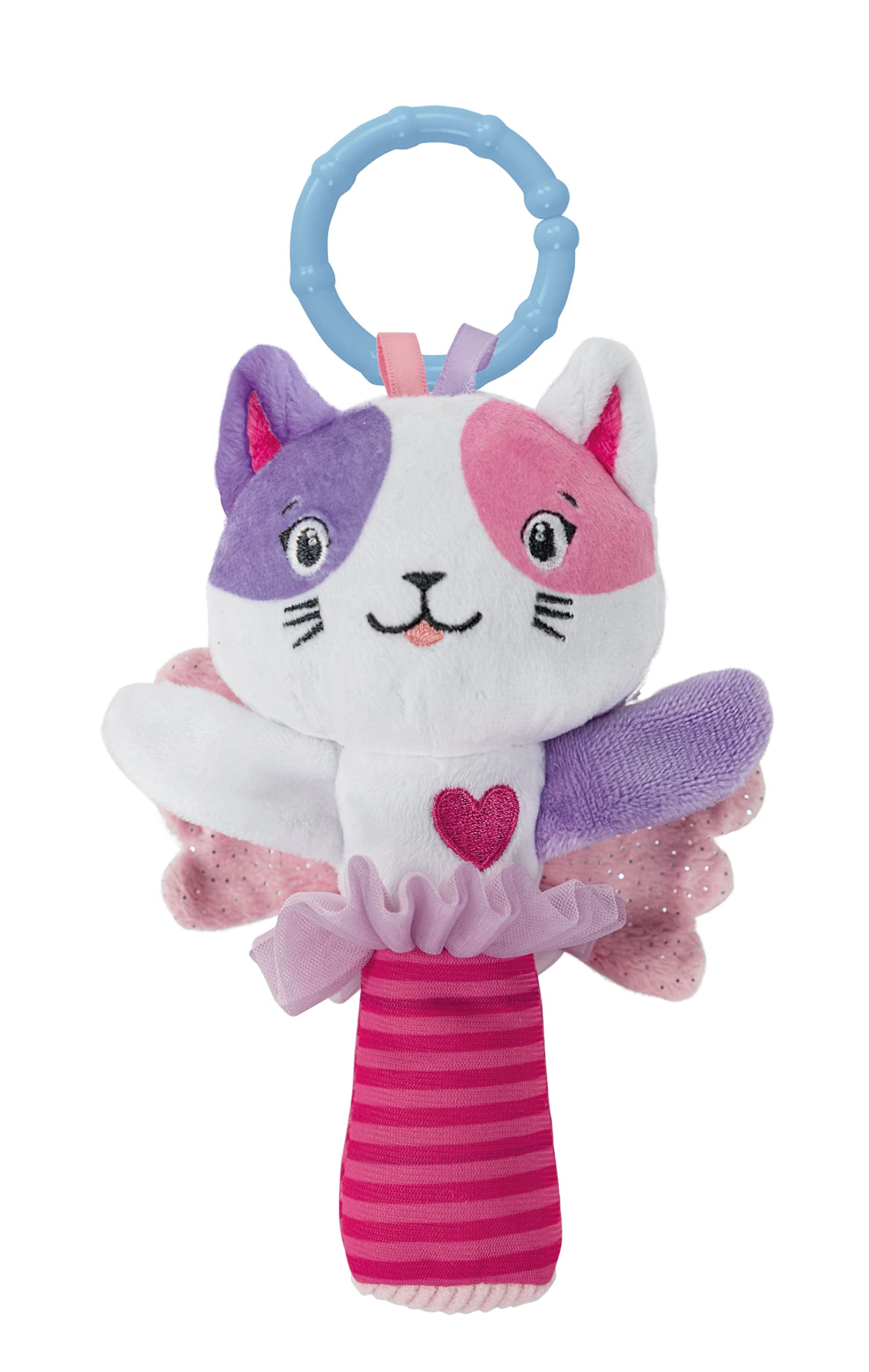 Clementoni - 17784 - Lovely Cat Rattle - Rassel für Neugeborene, weiches Plüsch, Babyspielzeug, Kinderwagenspiel, stärkt die motorischen und sensorischen Fähigkeiten, 100% maschinenwaschbar