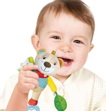 Clementoni - 17788 - Easy-Peasy Soft Bear - Plush With Grip And Rattle, Toys For Pushchair, Toddlers 0 Months, Early Years Toys, Infant Toys, New Born Soft Toys Gift, Machine Washable