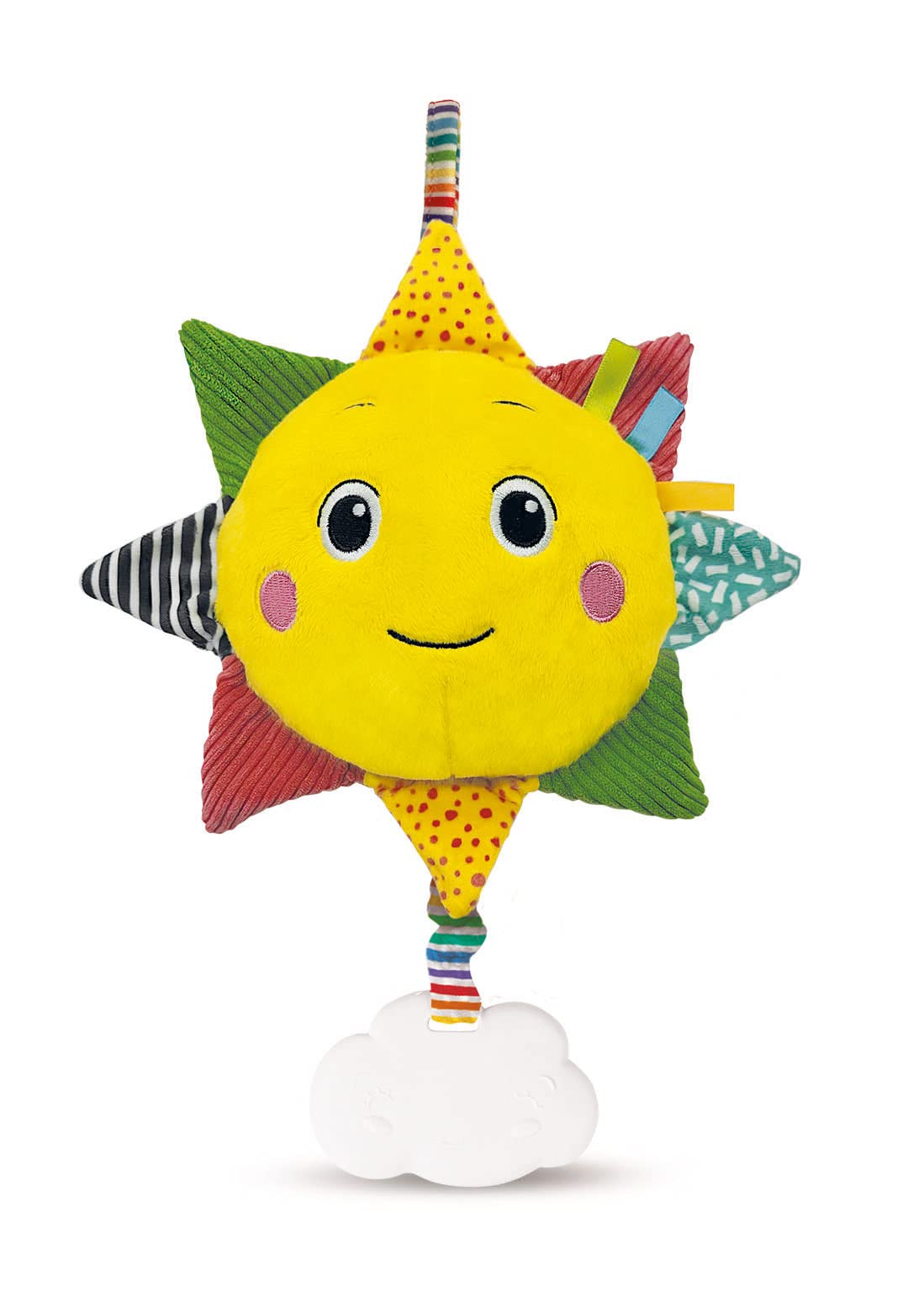 Clementoni- Sun Plush Cot Sound: Musical Soft Toy for Babies, Toddlers, & Infants, Soft and Colourful Early Years Gift, Newborn Comforter, Developmental Sensory Play (0+ Months)