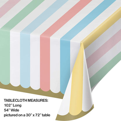 Creative Party PC346322 Pastel Stripes Paper Tablecover-1 Pc