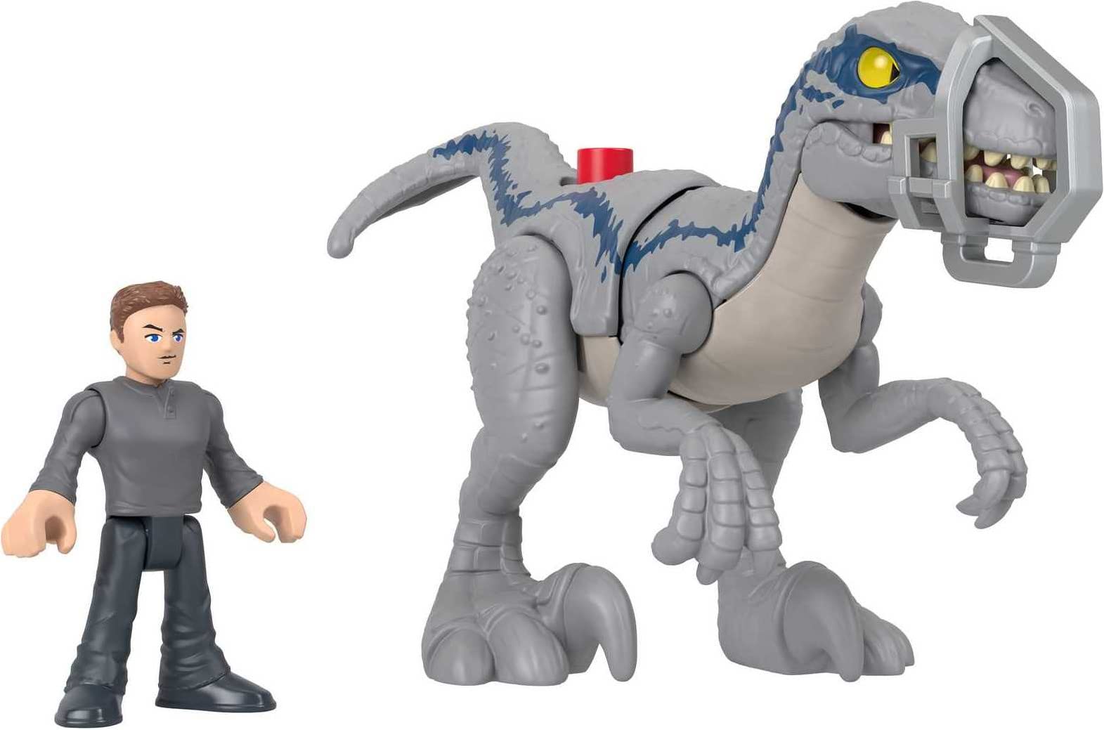 Imaginext Jurassic World Dominion Dinosaur Toy Set with Blue and Owen Grady for Preschool Pretend Play, Breakout Blue
