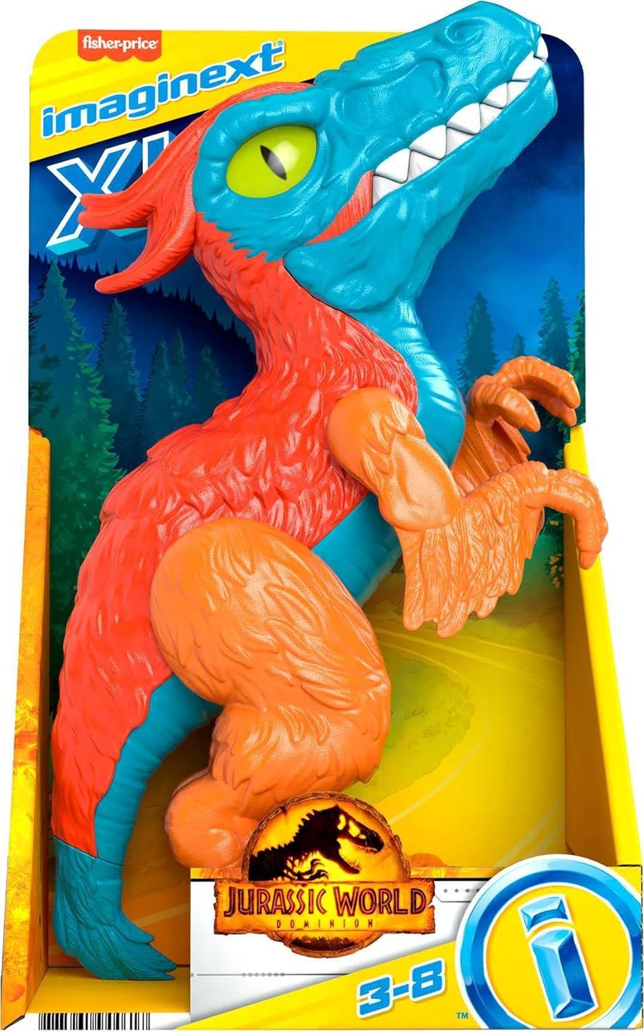 FP PRECOOL Imaginext Jurassic World Pyroraptor XL Dinosaurier-Figur, Spielzeug für Kinder im Vorschulalter, HKG14