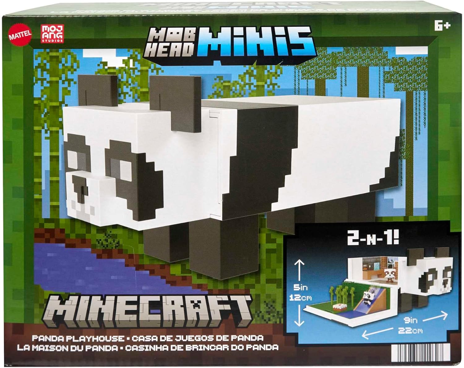 Minecraft Toys Panda Playhouse Playset and Mob Head Mini Figure, Gift for Kids, HLL25