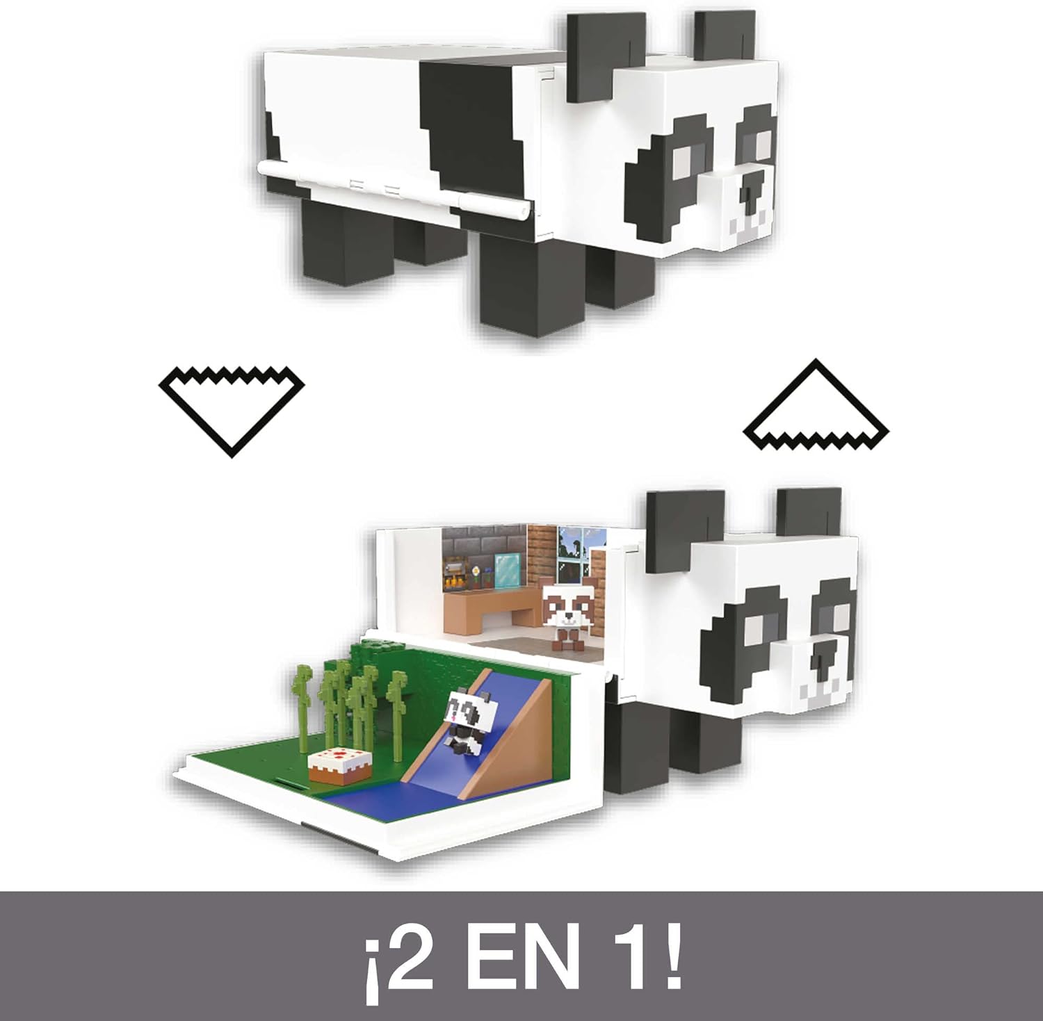 Minecraft Toys Panda Playhouse Playset and Mob Head Mini Figure, Gift for Kids, HLL25