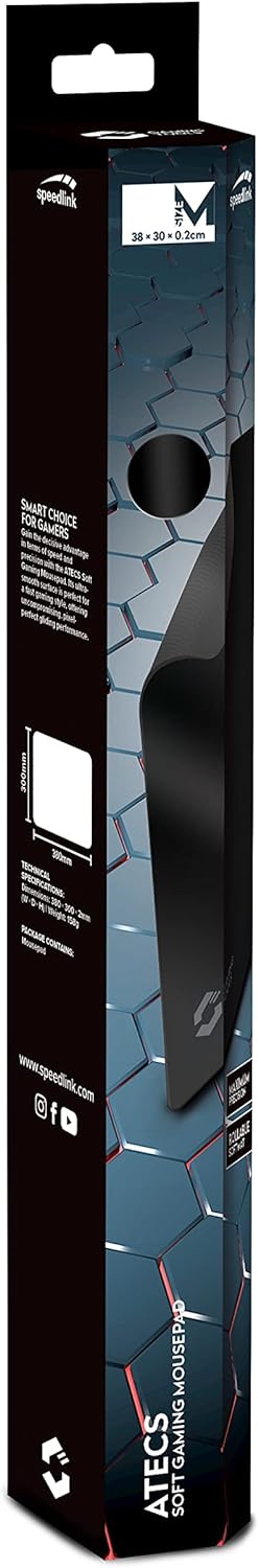 Speedlink ATECS Soft Gaming Mouse Mat M - Mouse Mat for Gaming/Home Office/Office, Non-Slip, Black
