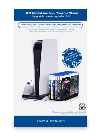 Imp Gaming DLX Twin Charging Tower With Cooling Fans & Game Storage Stand