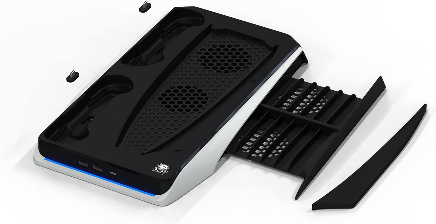 Imp Gaming DLX Twin Charging Tower With Cooling Fans & Game Storage Stand