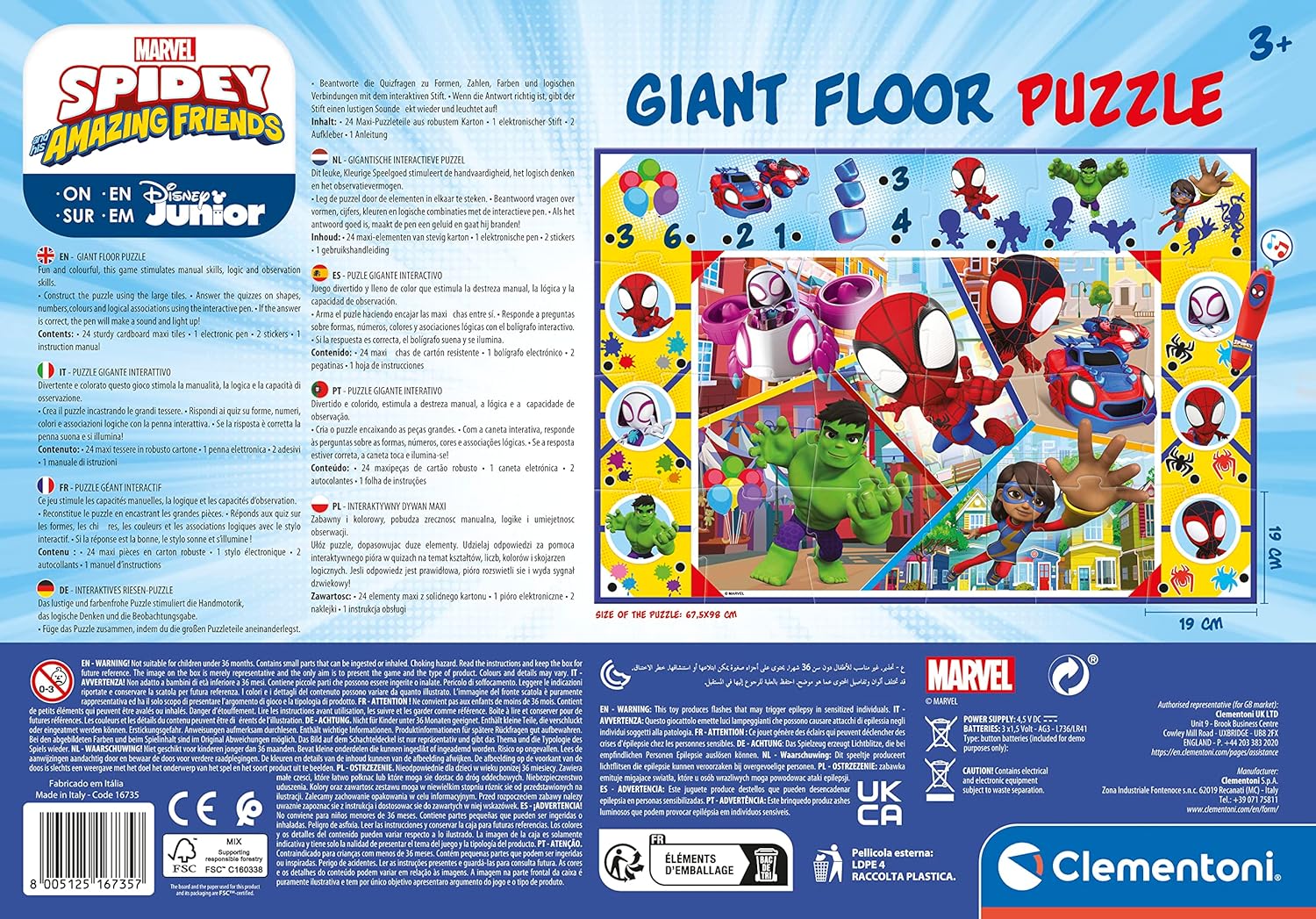Clementoni Education, Spiderman Vloerpuzzel, 3-5 jaar - 16735