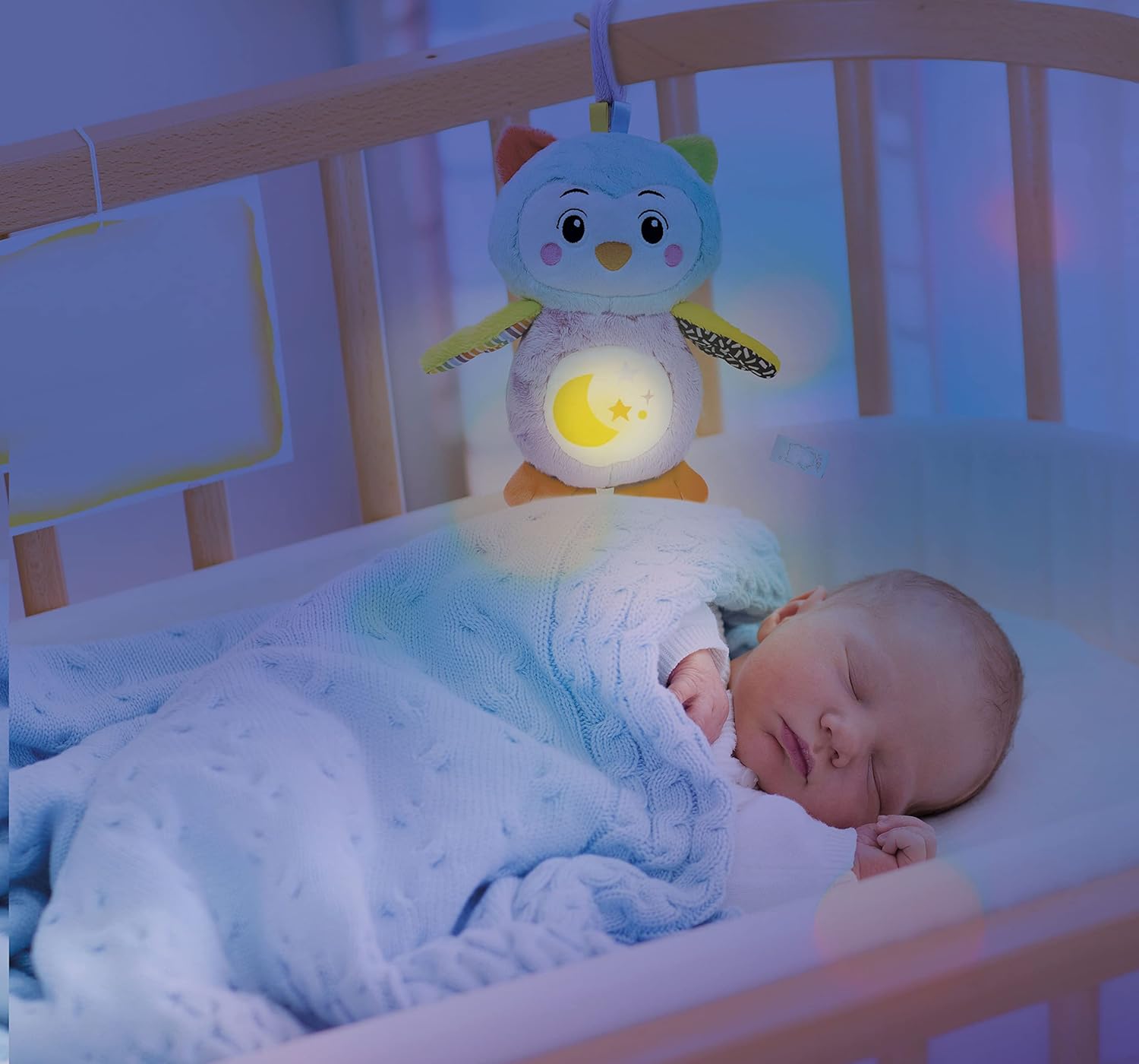 Clementoni 17801 Good Owl-Interactive Baby Plush, Night, Lights and Sound, Kids Toy 0-36 Months, Multi-Coloured
