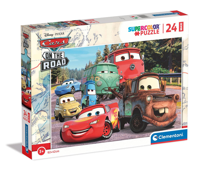Clementoni - Puzzle Infantil 24 Maxi Piezas Grandes Cars on The Road- Desde 3 años (24239