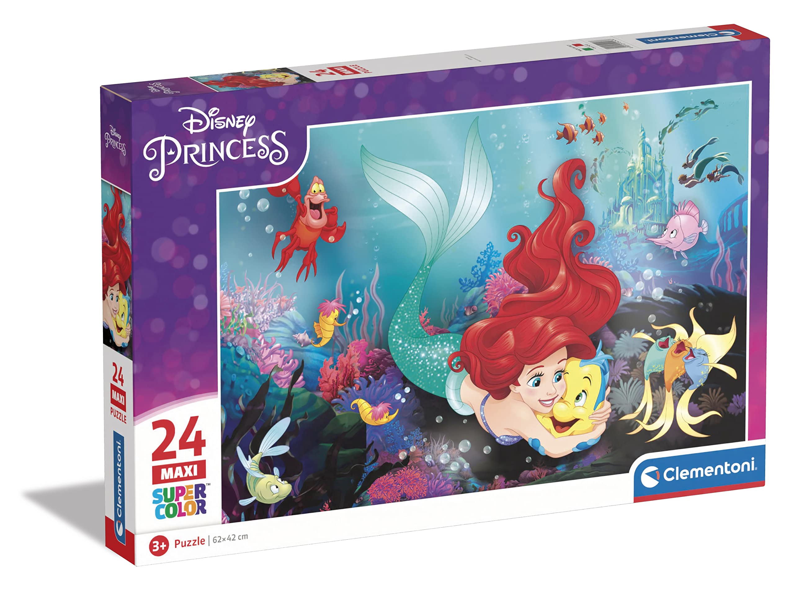 Clementoni - Puzzle Infantil 24 Maxi Piezas Grandes La Sirenita, Disney- Desde 3 años (24243