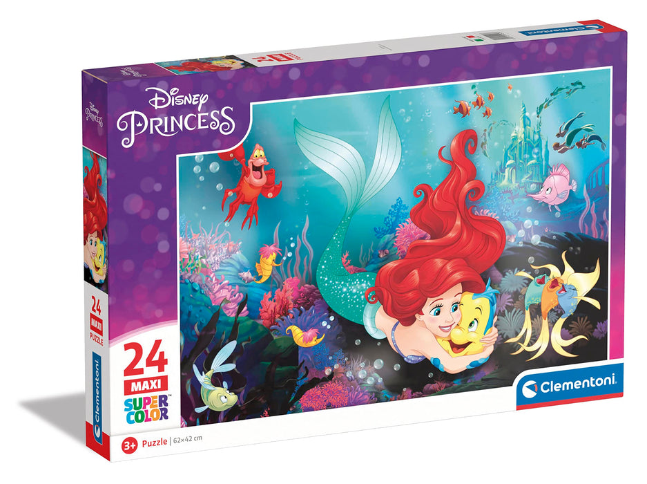 Clementoni - Puzzle Infantil 24 Maxi Piezas Grandes La Sirenita, Disney- Desde 3 años (24243