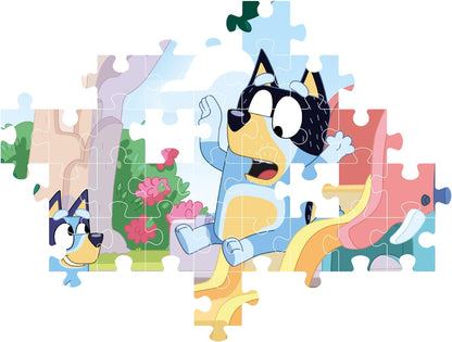 Clementoni 27171 Bluey Supercolor Bluey-104 Pieces-Jigsaw Puzzle for Kids Age 6-Made in Italy, Multi-Coloured