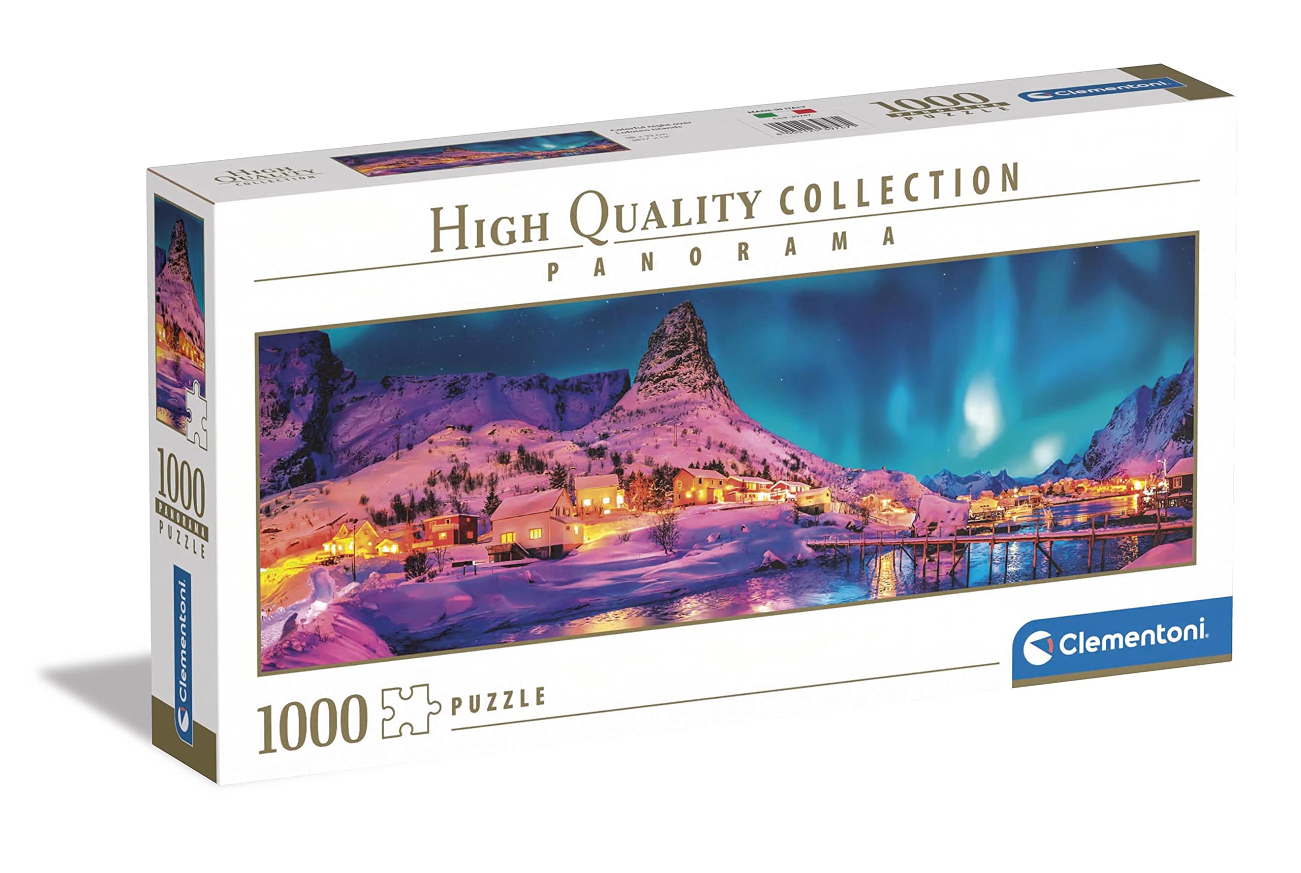 Clementoni 39747 Collection Panorama Colorful Night Over Lofoten Islands 1000 Pieces, Jigsaw Puzzle for Adults-Made, Multi-Coloured