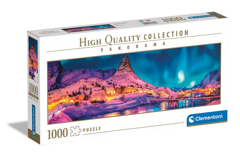 Clementoni 39747 Collection Panorama Colorful Night Over Lofoten Islands 1000 Pieces, Jigsaw Puzzle for Adults-Made, Multi-Coloured