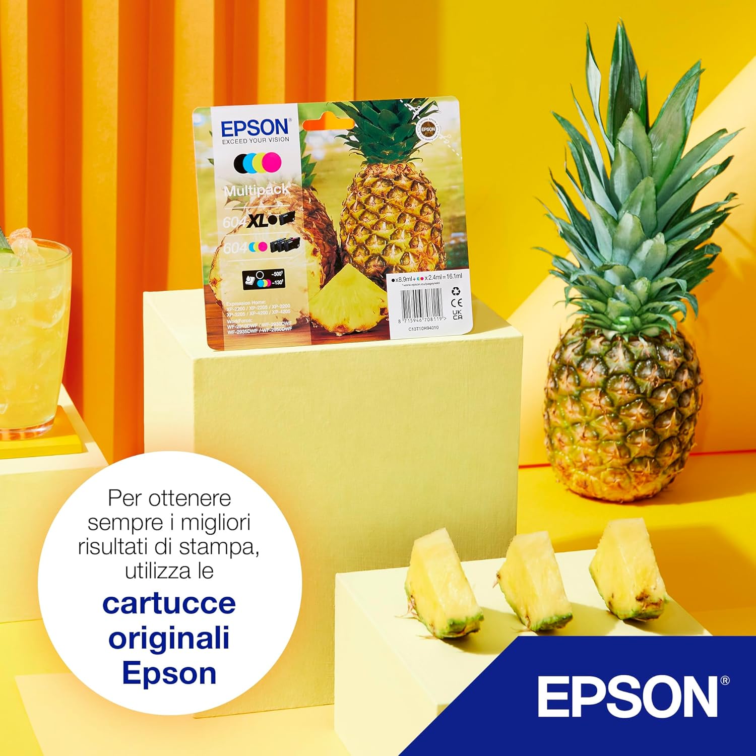Epson 604XL Pineapple, Genuine Multipack, XL Black Standard Colours Ink Cartridges