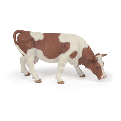 PAPO Farmyard Friends Grazing Simmental Cow Toy Figure, Brown/White (51147)