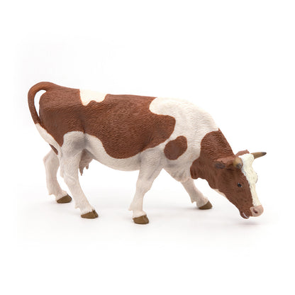 PAPO Farmyard Friends Grazing Simmental Cow Toy Figure, Brown/White (51147)
