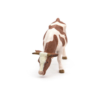 PAPO Farmyard Friends Grazing Simmental Cow Toy Figure, Brown/White (51147)