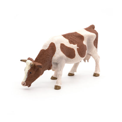 PAPO Farmyard Friends Grazing Simmental Cow Toy Figure, Brown/White (51147)