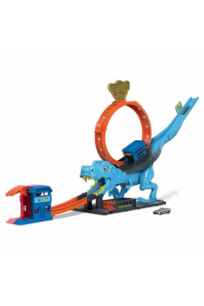 Pista Hot Wheels City Desafío del T-Rex. Incluye Lanzador de Golpe y vehículo Hot Wheels - Multicolor