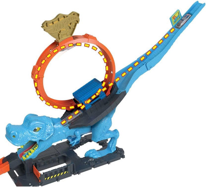 Pista Hot Wheels City Desafío del T-Rex. Incluye Lanzador de Golpe y vehículo Hot Wheels - Multicolor