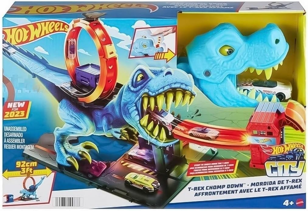 Pista Hot Wheels City Desafío del T-Rex. Incluye Lanzador de Golpe y vehículo Hot Wheels - Multicolor