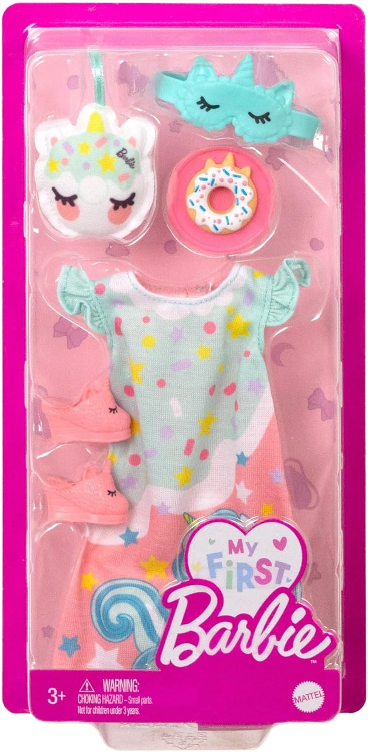 Barbie Clothes, Preschool Toys, My First Fashion Pack, Pajamas and Slippers, Easy Dress-Up Play, Bedtime Accessories