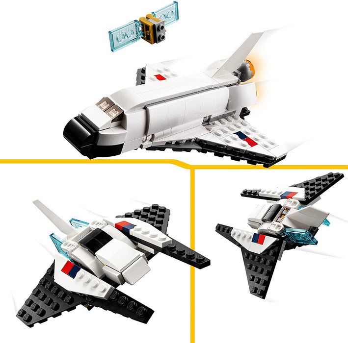LEGO 31134 Creator 3in1 Spaceshuttle Spielzeug zum Astronauten zum Raumschiff, Konstruktionsspielzeug für Kinder, Jungen, Mädchen ab 6 Jahren, kreative Geschenkidee