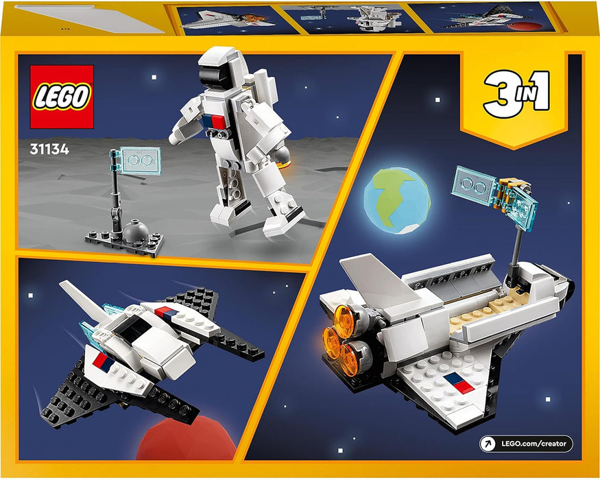 LEGO 31134 Creator 3in1 Spaceshuttle Spielzeug zum Astronauten zum Raumschiff, Konstruktionsspielzeug für Kinder, Jungen, Mädchen ab 6 Jahren, kreative Geschenkidee