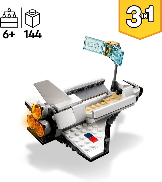LEGO 31134 Creator 3in1 Spaceshuttle Spielzeug zum Astronauten zum Raumschiff, Konstruktionsspielzeug für Kinder, Jungen, Mädchen ab 6 Jahren, kreative Geschenkidee