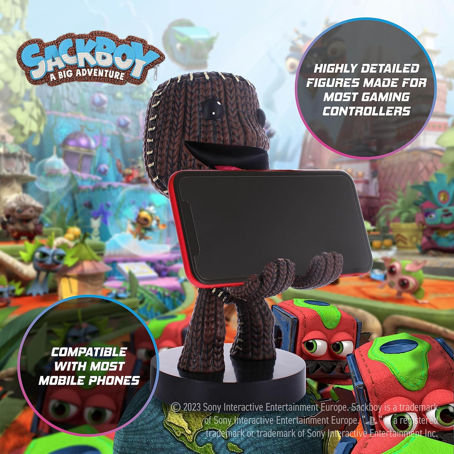 Cable Guys - Sackboy Little Big Planet Gaming Accessories Holder & Phone Holder for Most Controller (Xbox, Play Station, Nintendo Switch) & Phone