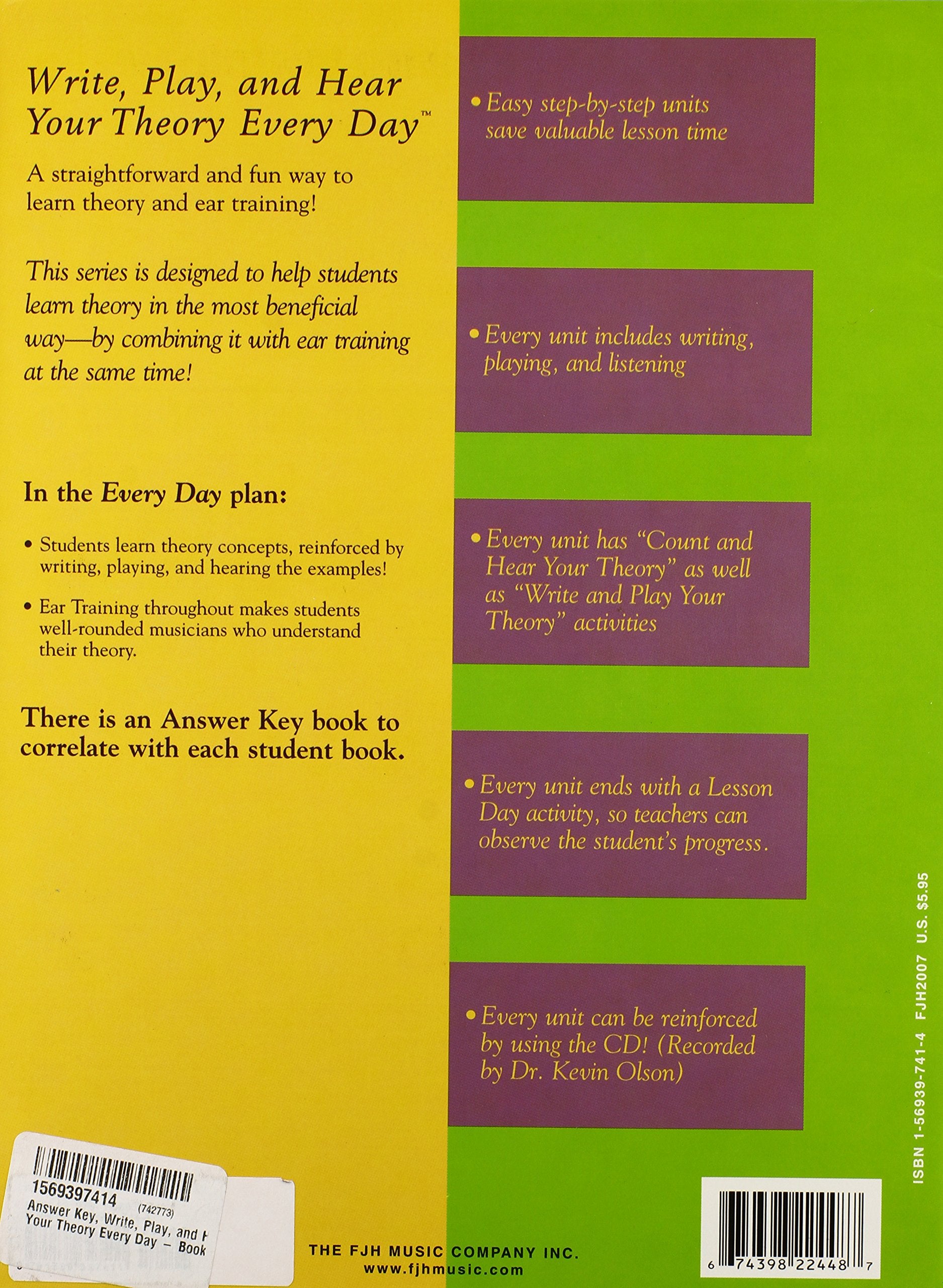 Write, Play, and Hear Your Theory Every Day Answer Key, Book 1