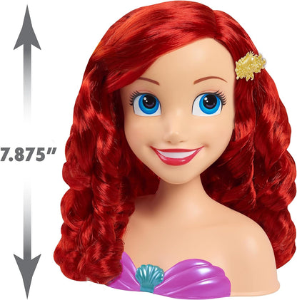 Disney Princess Ariel Styling Head, 18-pieces, Pretend Play, Officially Licenced Kids Toys for Ages 3 Up