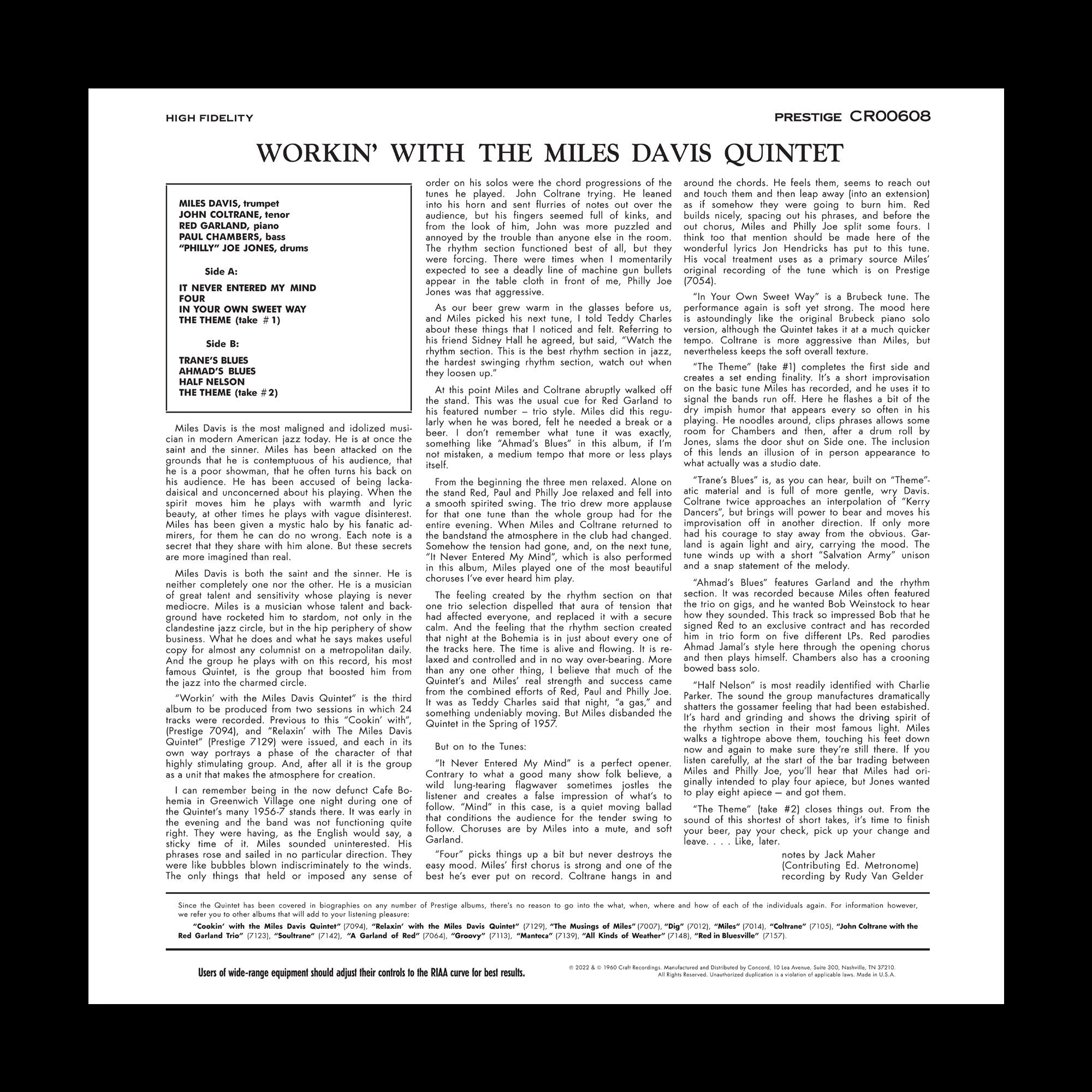 Workin' With the Miles Davis Quintet