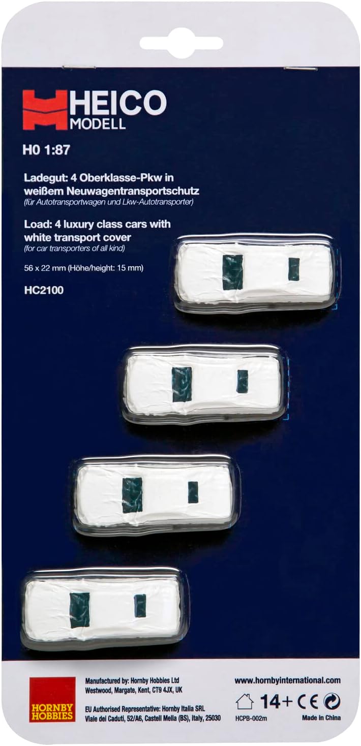 Arnold- Heico, Set de 4 Unidades Coches bajo Lona Blanca, Escala H0, Color (HC2100