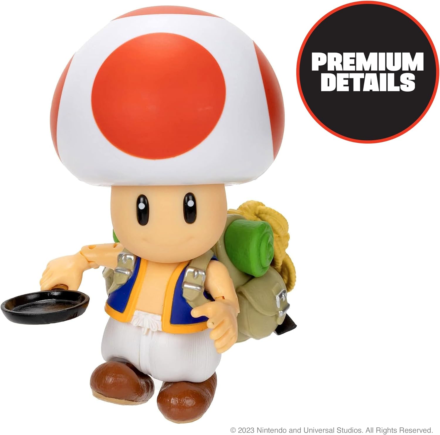 The Super Mario Bros. Movie - 5 Inch Action Figures Series 1 – Toad Figure with Frying Pan Accessory