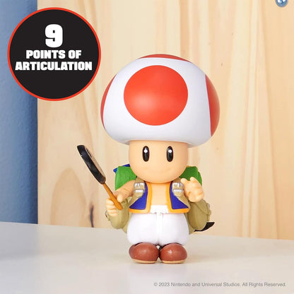 The Super Mario Bros. Movie - 5 Inch Action Figures Series 1 – Toad Figure with Frying Pan Accessory