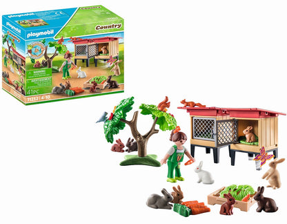 Playmobil 71252 Country Rabbit Hutch, Farm Animal Play Sets, Sustainable Toys, Fun Imaginative Role-Play, PlaySets Suitable for Children Ages 4+