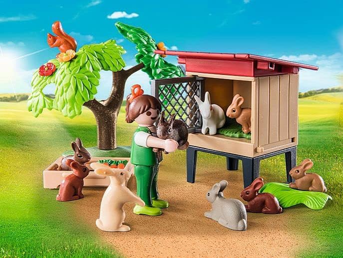 Playmobil 71252 Country Rabbit Hutch, Farm Animal Play Sets, Sustainable Toys, Fun Imaginative Role-Play, PlaySets Suitable for Children Ages 4+