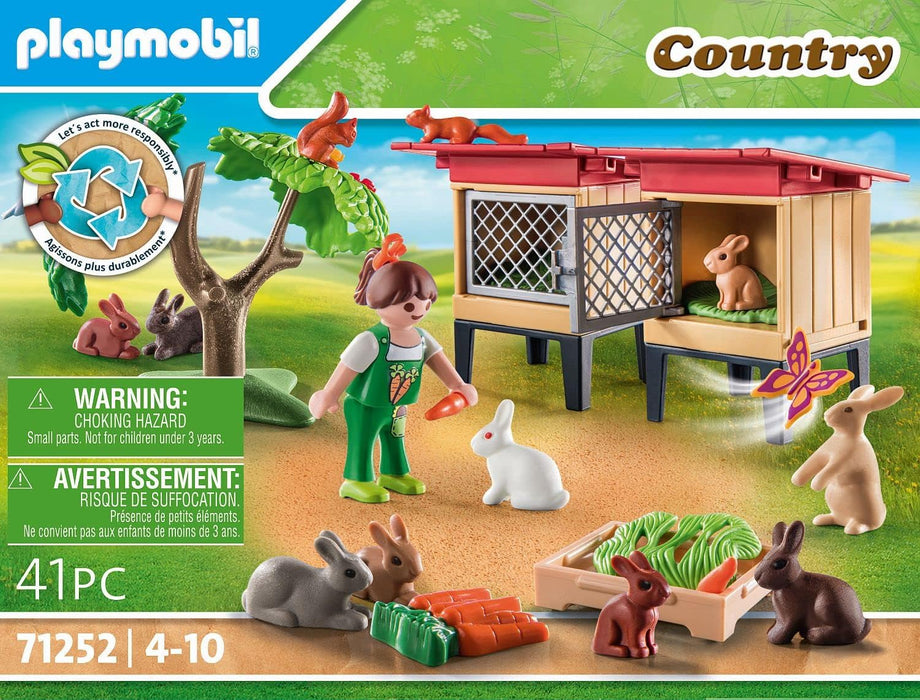 Playmobil 71252 Country Rabbit Hutch, Farm Animal Play Sets, Sustainable Toys, Fun Imaginative Role-Play, PlaySets Suitable for Children Ages 4+