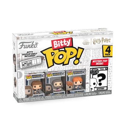 Funko Bitty POP! Harry Potter - Hermione Granger™, Rubeus Hagrid™, Ron Weasley™ and A Surprise Mystery Mini Figure - 0.9 Inch (2.2 Cm) Collectable - Stackable Display Shelf Included - Gift Idea
